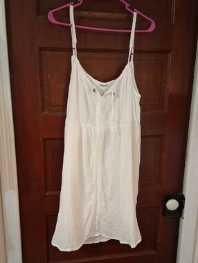 White Cotton Sundress with Spaghetti Straps